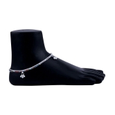 Paola Silver Plated Multi Color Diamond Ghungroo Payal  Anklet for Women And Girl. - Silver