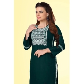 Kapadia - Green Rayon Womens Straight Kurti ( Pack of 1 ) - None