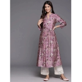 Varanga Silk Printed A-Line Womens Kurti - Purple ( Pack of 1 ) - None