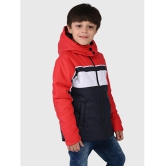 UrbanMark Junior Boys Colorblocked Full Sleeves Puffer Heavy Winter Jacket With Hood - Multicolor - None