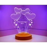 Personalized 3D illusion Multi-Color LED Lamp with Circle and Balloon Heart Design