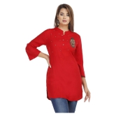 HIGHLIGHT FASHION EXPORT - Red Rayon Womens Straight Kurti ( Pack of 1 ) - L