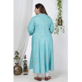 Swasti Cotton Blend Printed Flared Womens Kurti - Blue ( Pack of 1 ) - None