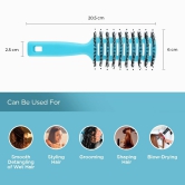 Kuber Industries Hair Brush, Flexible Bristles, Quick Drying, Suitable for All Hair Types, Round Vented, 2 Piece, Blue.-Kuber Industries Hair Brush | Flexible Bristles | Quick Drying | Suitable F