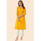 Glomee - Yellow Cotton Women's Straight Kurti ( Pack of 1 ) - None