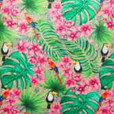 Tropical Woodpecker Whimsy Printed Velvet Multicolour Cushion Cover, 40 cm x 40 cm