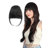 RefynHair 2 Clip-In Hair Bang Extension | 100% Remy Human Hair | High Density Natural Looking Fringe for Girls and Women - Easy Single Clip In Lightweight Wispy Bangs - Natural Black