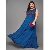 Miss Chase A+ Georgette Self Design Full Length Womens Fit & Flare Dress - Blue ( Pack of 1 ) - None