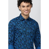 Men Blue Super Slim Fit Print Full Sleeves Casual Shirt