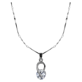 Silver Shine Silver Plated Chain With Elegant Shape Solitaire Diamond Pendant For Women - Golden