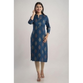 MAUKA - Blue Rayon Women''s Straight Kurti ( Pack of 1 ) - None