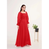 JASH CREATION - Red Georgette Womens Gown ( Pack of 1 ) - None