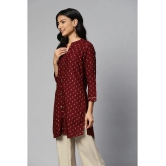 JC4U - Maroon Rayon Womens Straight Kurti ( Pack of 1 ) - None