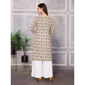 Rangita Women Rayon Cream Printed Knee Length Straight Kurti - None