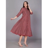 HIGHLIGHT FASHION EXPORT Cotton Blend Printed Midi Womens A-line Dress - Maroon ( Pack of 1 ) - None