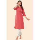 Glomee - Coral Cotton Women's Straight Kurti ( Pack of 1 ) - None