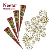 Neeta Mehendi Cones for Hand Desgning & Wedding, Bridal Mehandi Cone Reddish Brown Color 4 Pcs in 1 Box (Pack of 3)