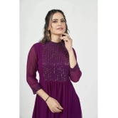 Estela - Wine Georgette Womens Flared Kurti ( Pack of 1 ) - None