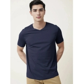 Radprix Cotton Regular Fit Solid Half Sleeves Mens T-Shirt - Navy ( Pack of 1 ) - None