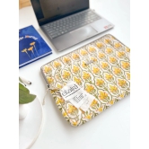 Sustainable Handmade Cotton Laptop Sleeve/Laptop Cover by Ekatra - Yellow motif