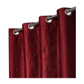 Veronica Deco Set of 2 Door Blackout Room Darkening Eyelet Poly Cotton Curtains Maroon - Maroon