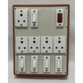 6A 5 Sockets (3 Pin Socket) & 5 Switch Extension Box with Indicator, 16A Plug & 50m Wire