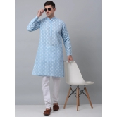 Jompers Mens Sky Cotton Floral printed kurta Pyjama Set-XXL / Blue