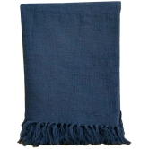 Hugs n Rugs - 3 Seater Cotton Throw ( Pack of 1 ) - Blue