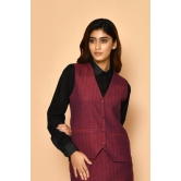 Red V-neck Handloom Cotton Jacket