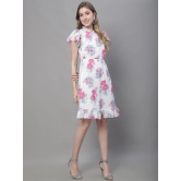 MINI & MING Floral Printed High Neck Georgette A-Line Dress