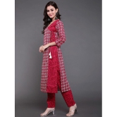 Antaran Cotton Printed Kurti With Pants Womens Stitched Salwar Suit - Red ( Pack of 2 ) - None