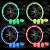 Fluorescent Tyre Valve Caps Illuminated Tire Cap Night Glow Luminous Wheel Covers Ideal for Cars and Bikes(Set of 4)-Blue