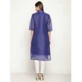 Queenley - Blue Silk Women's Straight Kurti ( Pack of 1 ) - None