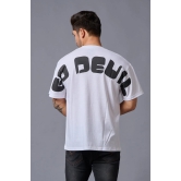 Go Devil (in Black) Printed White Oversized T-Shirt for Men S