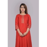 Smien - Red Rayon Womens Flared Kurti ( Pack of 1 ) - None