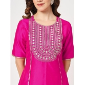 Pannkh - Pink Art Silk Womens A-line Kurti ( Pack of 1 ) - None