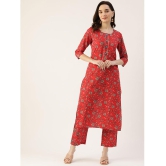 Kbz - Red Straight Cotton Women's Stitched Salwar Suit ( Pack of 1 ) - None