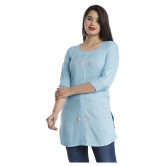 JC4U - Blue Viscose Womens Straight Kurti - M