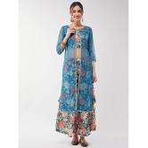 Pannkh Womens Festive Floral Top With Lace Detailed Shrug And Matching Palazzo Set - None