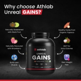 Athlab (by Nutrabay) Unreal Gains Mass Gainer | Organic Tapioca, Naturally Flavoured & Sweetened with Monk Fruit | 50g Protein, 1242 Caloreis, Easy Digesting Weight Gain Protein Powder - Strawberry Smooth, 3 kg