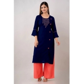 Kapadia - Navy Blue Rayon Womens Straight Kurti ( Pack of 1 ) - None