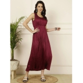 Antaran Silk Solid Knee Length Womens Fit & Flare Dress - Maroon ( Pack of 1 ) - None