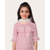 Kid Girls Designer Cotton Printed Top Bottom With Dupatta Pink-Pink / 9 - 10 Years