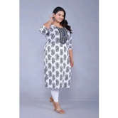 JC4U Cotton Embroidered Straight Womens Kurti - White ( Pack of 1 ) - None