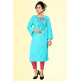 haya fashion - Turquoise Rayon Women's Straight Kurti ( Pack of 1 ) - None