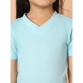 MINI & MING Girls Solid V-Neck Pure Cotton T-shirt