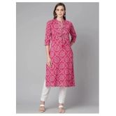 Divena - Pink Cotton Womens Straight Kurti ( Pack of 1 ) - 3XL