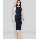 Zima Leto - Navy Cotton Womens Bodycon Dress ( Pack of 1 ) - L