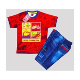 Wise Guys - Red Cotton Boys T-Shirt & Shorts ( Pack of 1 ) - None