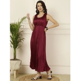 Antaran Silk Solid Knee Length Womens Fit & Flare Dress - Maroon ( Pack of 1 ) - None